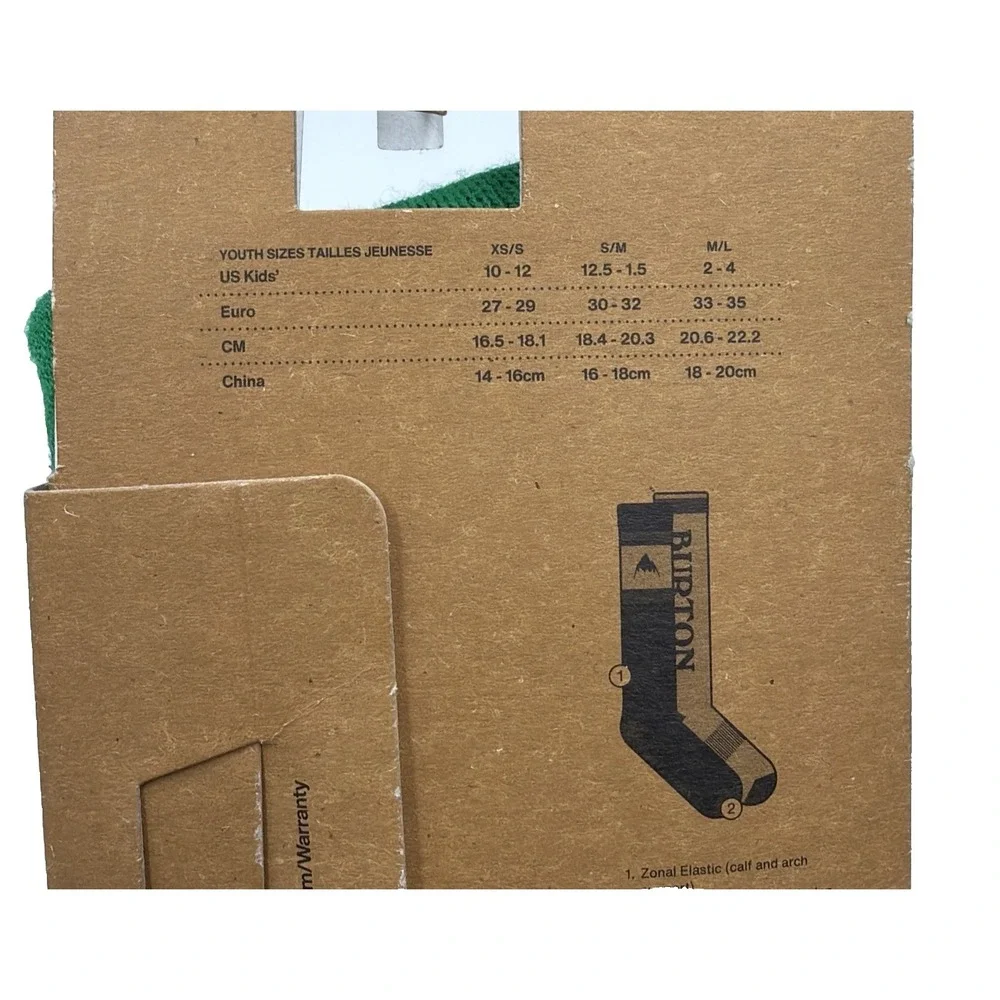 2 Pair Burton Weekend Midweight  Kids Small/Medium (12.5-1.5) Galaxy Green Socks